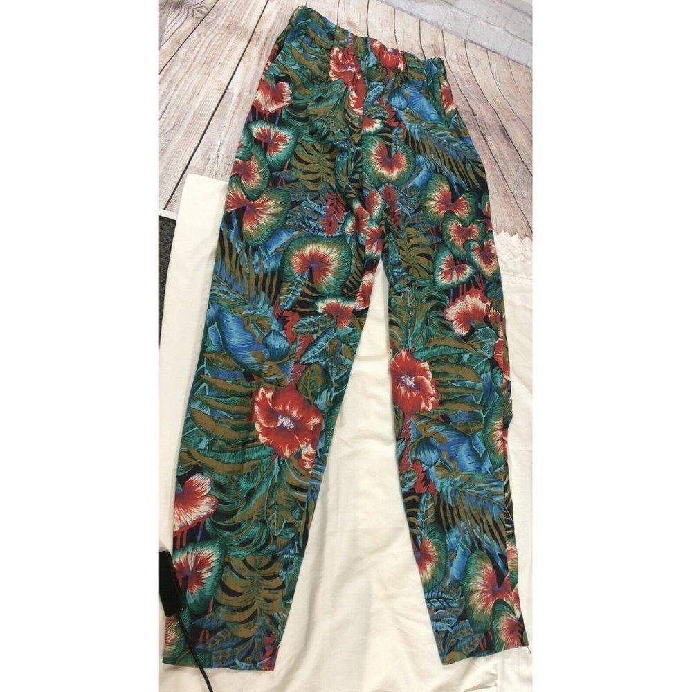 Vintage ILGWU AFL-CIO flowered pants 1955-1995 sz